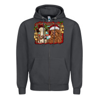Smoke christmas heifer and highland cow with serape background Zipper Hoodie - RanaPortraitStore