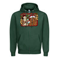 Sports Green christmas heifer and highland cow with serape background Zipper Hoodie - RanaPortraitStore