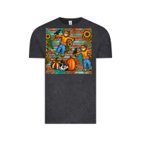 Vintage Black fall scarecrow seamless pattern Vintage Tee - BundleAndBundleShop