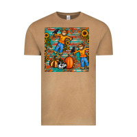 Vintage Camel fall scarecrow seamless pattern Vintage Tee - BundleAndBundleShop