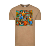 Vintage Coffee fall scarecrow seamless pattern Vintage Tee - BundleAndBundleShop