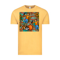 Vintage Mustard fall scarecrow seamless pattern Vintage Tee - BundleAndBundleShop
