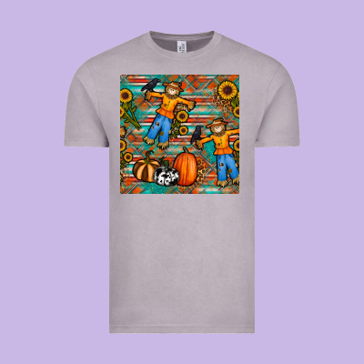 Fall Scarecrow Seamless Pattern Vintage Tee Designed By Bundleandbundleshop