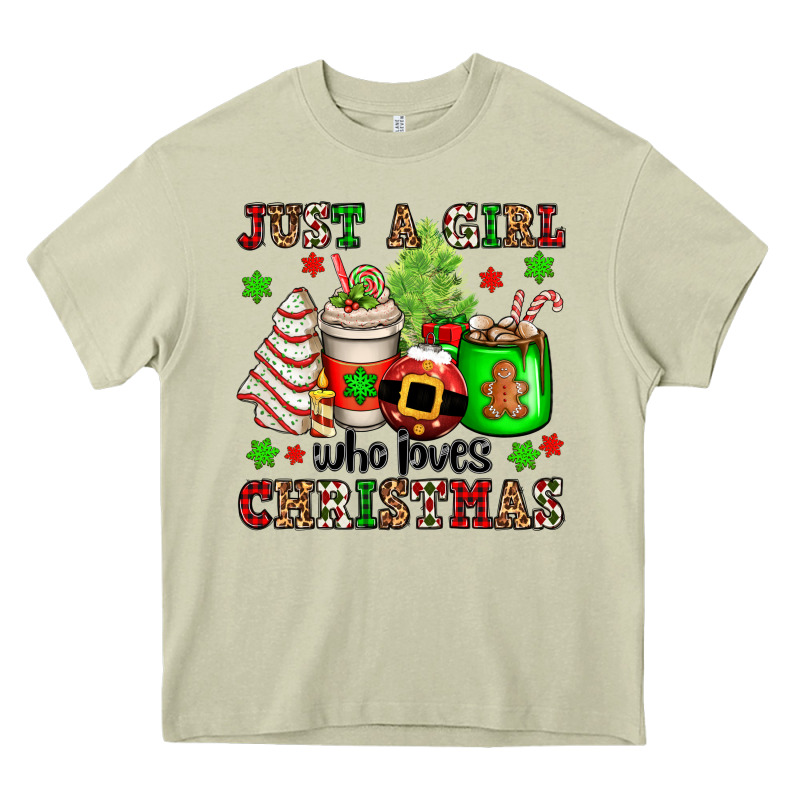 Just A Girl Who Loves Christmas Heavy Core Tee by OliviaCreatesArt | Teevron
