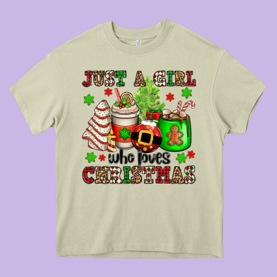 Just A Girl Who Loves Christmas Heavy Core Tee Designed By Oliviacreatesart