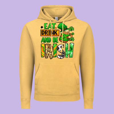 Eat Drink And Be Irish St. Patrick's Vintage Hoodie Designed By Lillyallendesigns