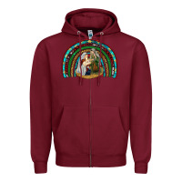 Burgundy holy family rainbow Zipper Hoodie - RanaPortraitStore