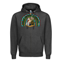 Charcoal Heather holy family rainbow Zipper Hoodie - RanaPortraitStore