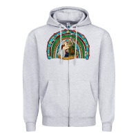 Heather Grey holy family rainbow Zipper Hoodie - RanaPortraitStore
