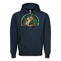 Navy holy family rainbow Zipper Hoodie - RanaPortraitStore