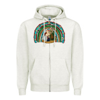 Oatmeal Heather holy family rainbow Zipper Hoodie - RanaPortraitStore