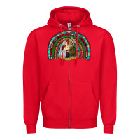 Red holy family rainbow Zipper Hoodie - RanaPortraitStore
