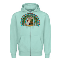 Seafoam holy family rainbow Zipper Hoodie - RanaPortraitStore