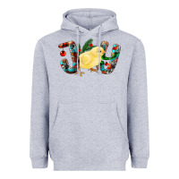 Heather Grey Christmas Joy With Chick Heavyweight Hoodie - RanaPortraitStore