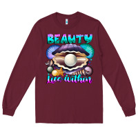 Burgundy Beauty Lies Within Long Sleeve Tee - CowhideDigitalArt