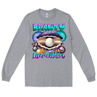 Heather Grey Beauty Lies Within Long Sleeve Tee - CowhideDigitalArt