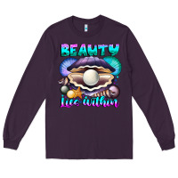 Plum Beauty Lies Within Long Sleeve Tee - CowhideDigitalArt