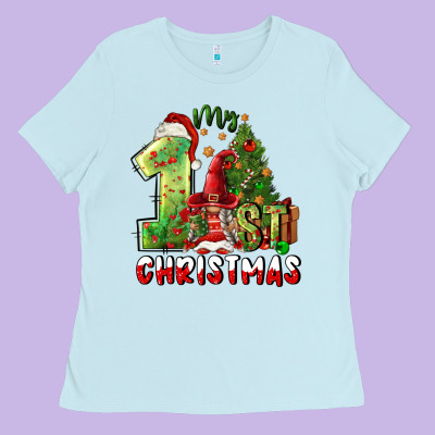 First Christmas Ladies Tee Designed By Fadigitalartstudio