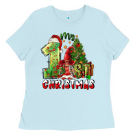 Baby Blue first christmas Ladies Tee - FaDigitalArtStudio