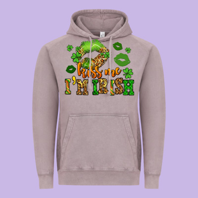 Kiss Me Im Irish St Patricks Lip Stain Vintage Hoodie Designed By Lillyallendesigns
