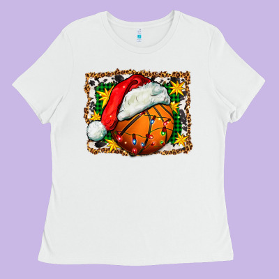 Basketball Christmas Ladies Tee Designed By Fadigitalartstudio