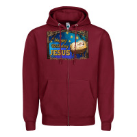 Burgundy happy birthday jesus Zipper Hoodie - RanaPortraitStore