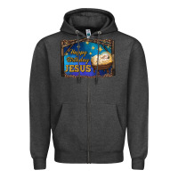 Charcoal Heather happy birthday jesus Zipper Hoodie - RanaPortraitStore