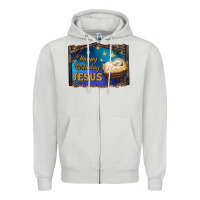 Dove Grey happy birthday jesus Zipper Hoodie - RanaPortraitStore