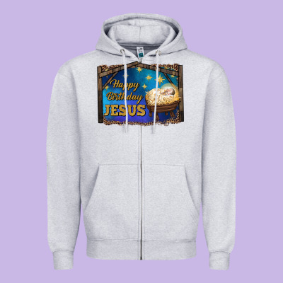 Happy Birthday Jesus Zipper Hoodie Designed By Ranaportraitstore