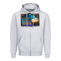 Heather Grey happy birthday jesus Zipper Hoodie - RanaPortraitStore