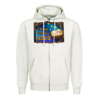 Oatmeal Heather happy birthday jesus Zipper Hoodie - RanaPortraitStore