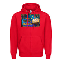Red happy birthday jesus Zipper Hoodie - RanaPortraitStore