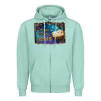 Seafoam happy birthday jesus Zipper Hoodie - RanaPortraitStore