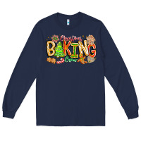 Navy Christmas Baking Crew Long Sleeve Tee - CowhideDigitalArt