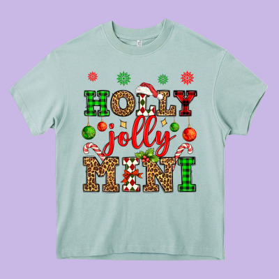 Holly Jolly Mini Heavy Core Tee Designed By Oliviacreatesart