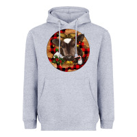 Heather Grey Christmas Baby Cow Heavyweight Hoodie - RanaPortraitStore