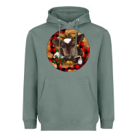 Sage Christmas Baby Cow Heavyweight Hoodie - RanaPortraitStore