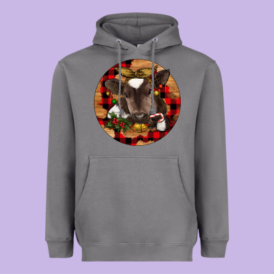 Christmas Baby Cow Heavyweight Hoodie Designed By Ranaportraitstore