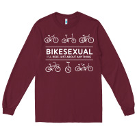 Burgundy bikesexual   cyclist bicycle biking bike cycling t shirt tee gift Long Sleeve Tee - DesigneFamous
