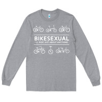 Heather Grey bikesexual   cyclist bicycle biking bike cycling t shirt tee gift Long Sleeve Tee - DesigneFamous