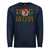 Navy Christmas English Bulldog Mom Premium Sweatshirt - RanaPortraitStore