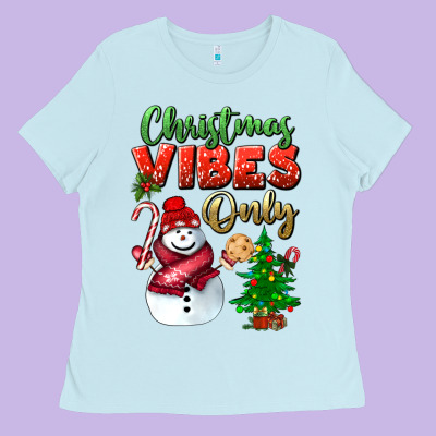 Christmas Vibes Only Ladies Tee Designed By Bundleandbundleshop