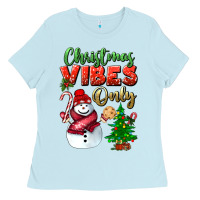 Baby Blue christmas vibes only Ladies Tee - BundleAndBundleShop