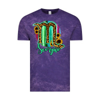 Cloud Purple Scorpio Zodiac Sign Sunflower Leopard Serape Vintage Tee - RanaPortraitStore