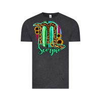 Vintage Black Scorpio Zodiac Sign Sunflower Leopard Serape Vintage Tee - RanaPortraitStore