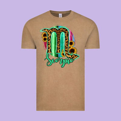 Scorpio Zodiac Sign Sunflower Leopard Serape Vintage Tee Designed By Ranaportraitstore