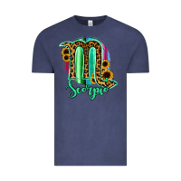 Vintage Denim Scorpio Zodiac Sign Sunflower Leopard Serape Vintage Tee - RanaPortraitStore