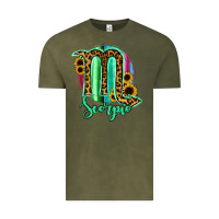 Vintage Olive Scorpio Zodiac Sign Sunflower Leopard Serape Vintage Tee - RanaPortraitStore