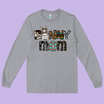 Bunny Mom Long Sleeve Tee Designed By Cowhidedigitalart