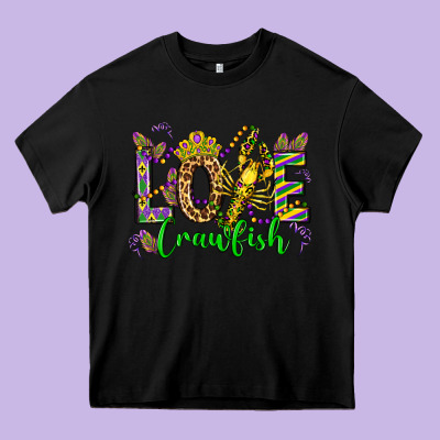 Love Crawfish Mardi Gras Olivia Heavy Core Tee Designed By Oliviacreatesart